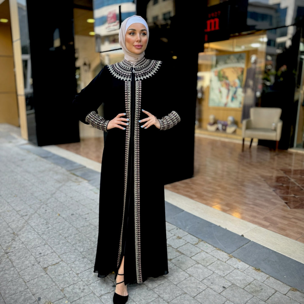 
                      
                        Elegant Double-Layered Black Abaya
                      
                    