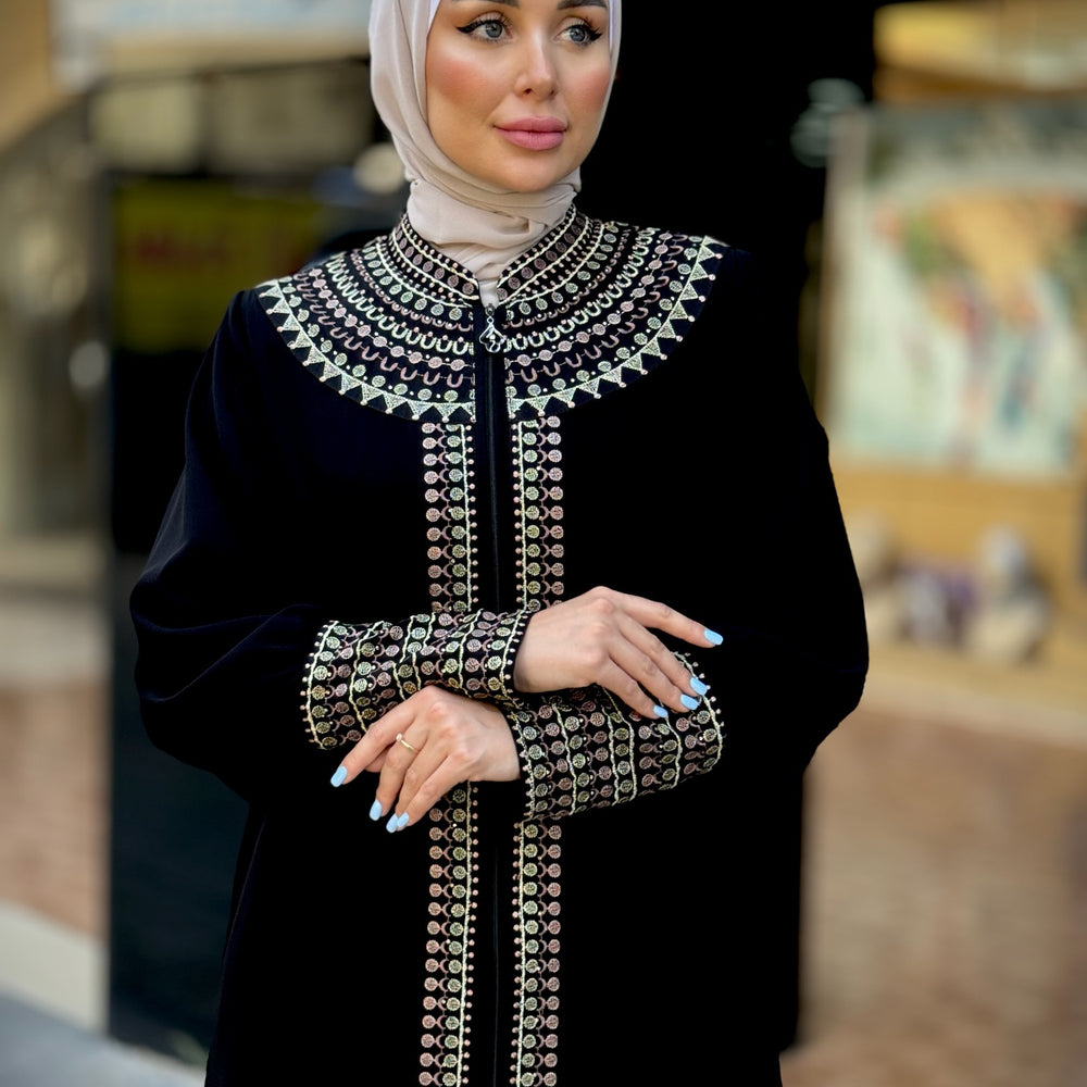 
                      
                        Elegant Double-Layered Black Abaya
                      
                    