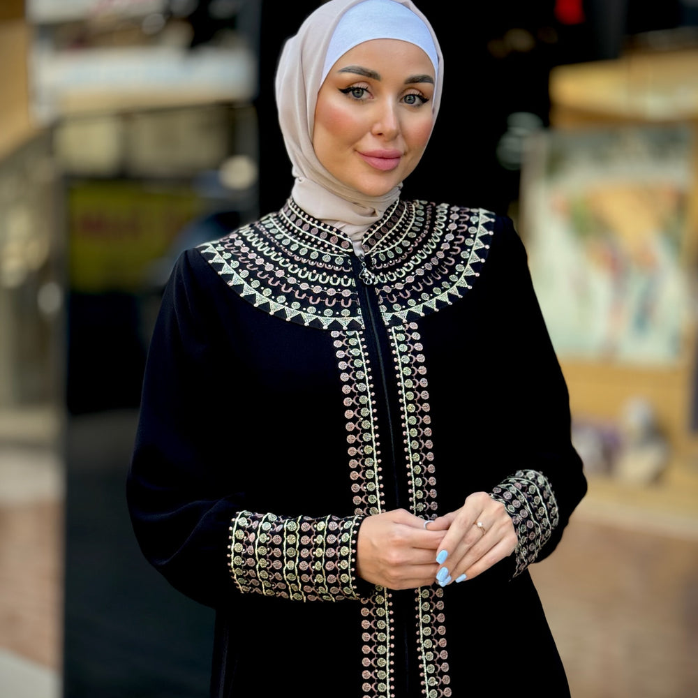 
                      
                        Elegant Double-Layered Black Abaya
                      
                    