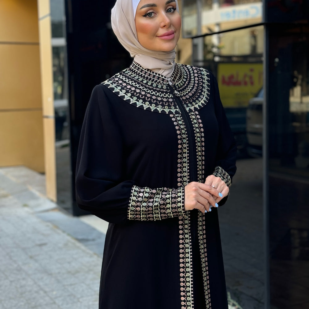 
                      
                        Elegant Double-Layered Black Abaya
                      
                    