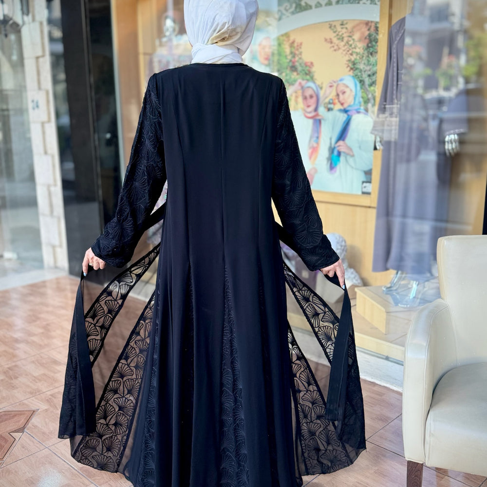 
                      
                        Sophisticated Double-Layered Black Abaya
                      
                    