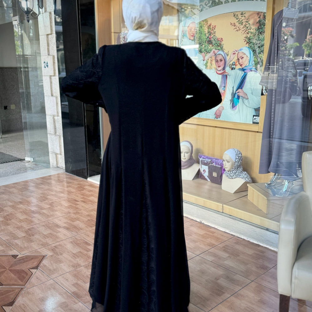 
                      
                        Sophisticated Double-Layered Black Abaya
                      
                    