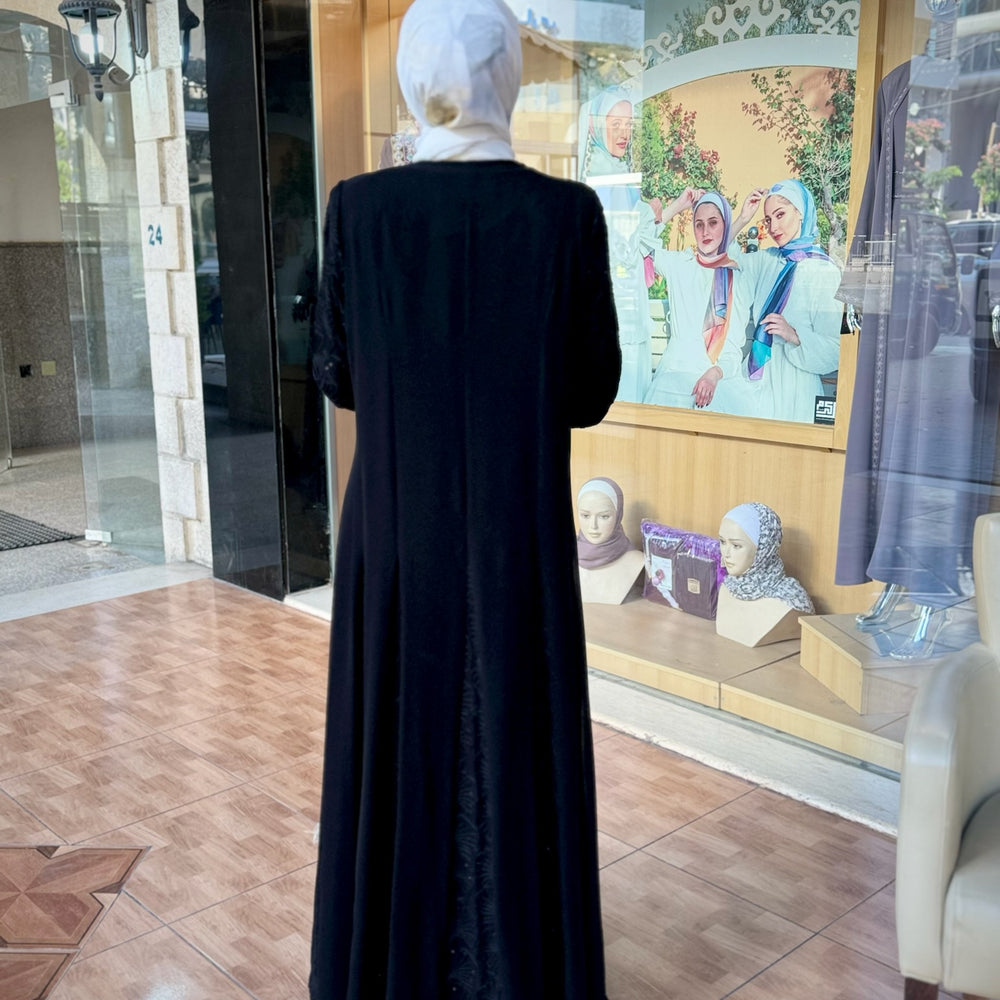 
                      
                        Sophisticated Double-Layered Black Abaya
                      
                    