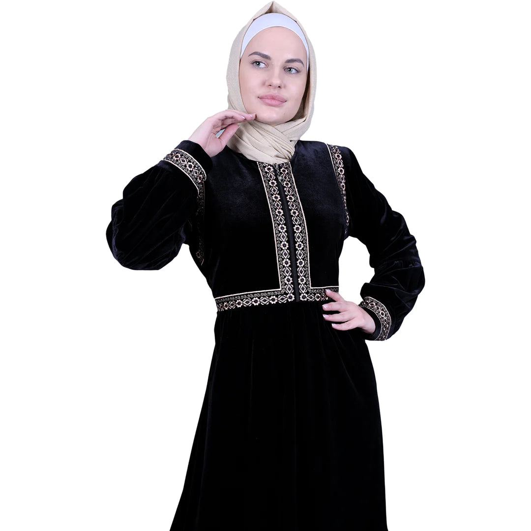 
                  
                    Velvet Embroidered Abaya
                  
                