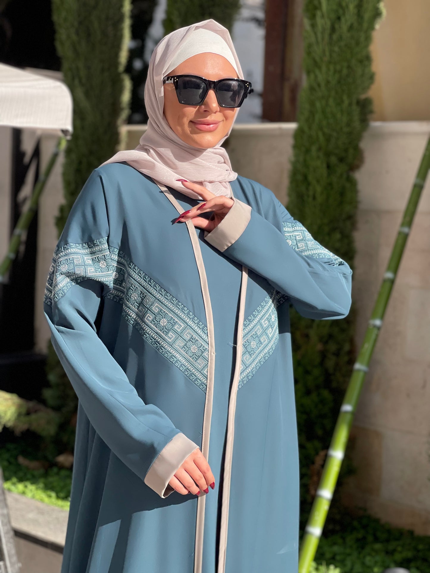 Embellished abaya jacket sale