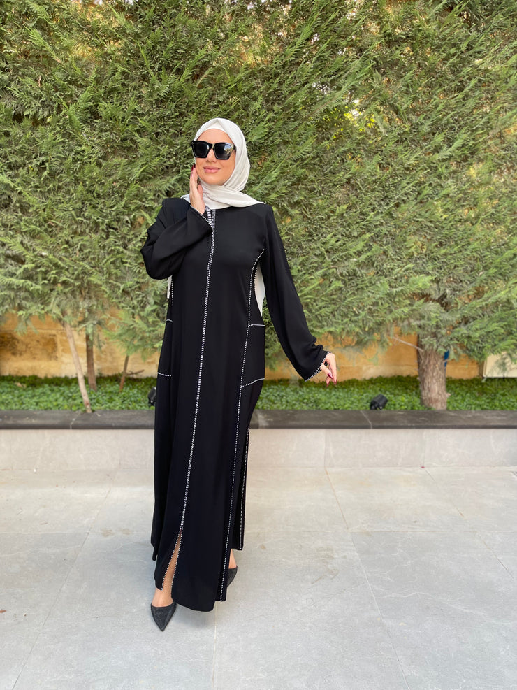 Elegant Black Zip-Front Abaya