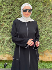 Elegant Black Zip-Front Abaya