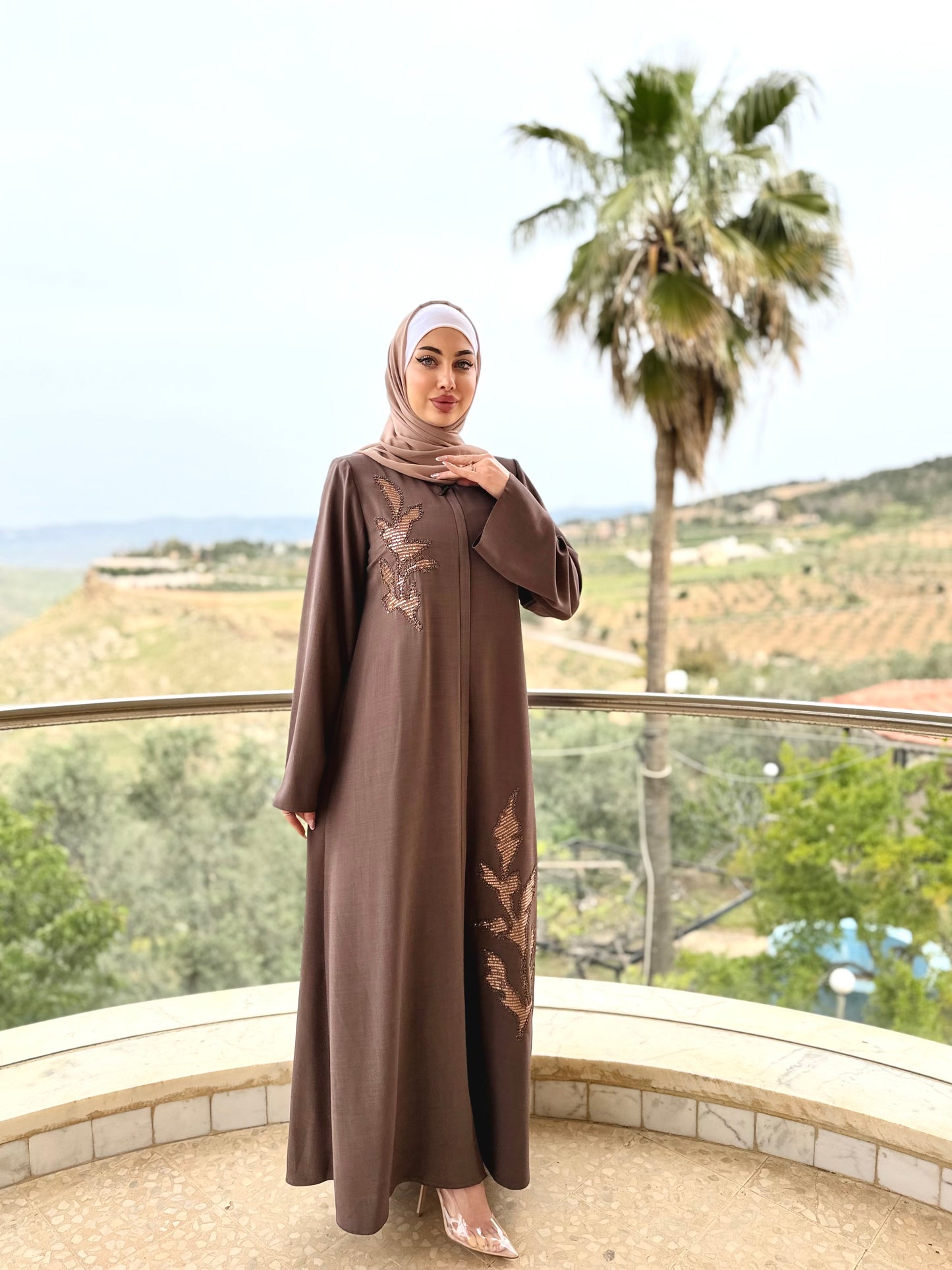 dress abaya elegant MH34 Sequin Abaya Maxi Dress with Belt