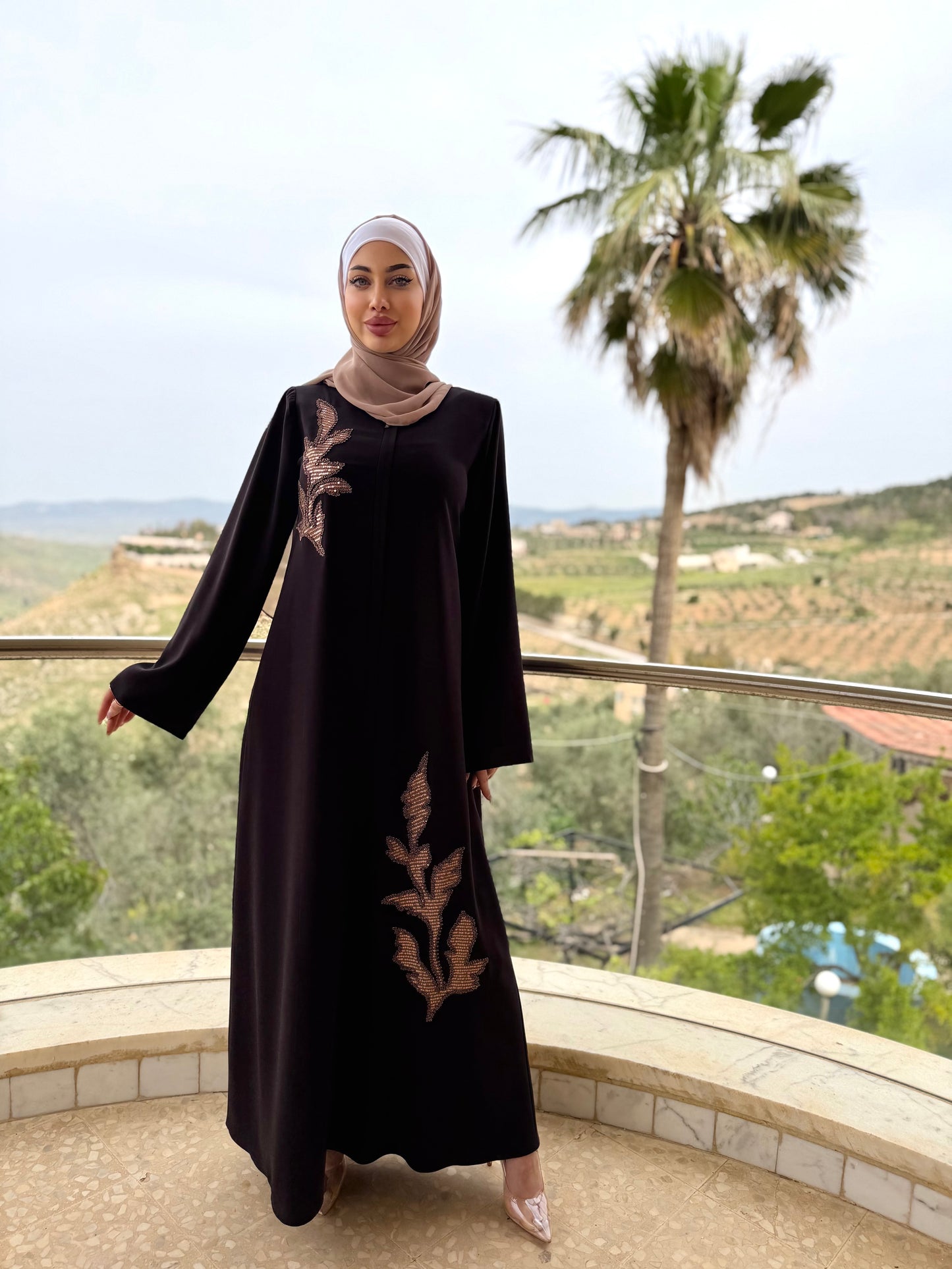 Elegant Abaya Dresses for Women Brown / 46
