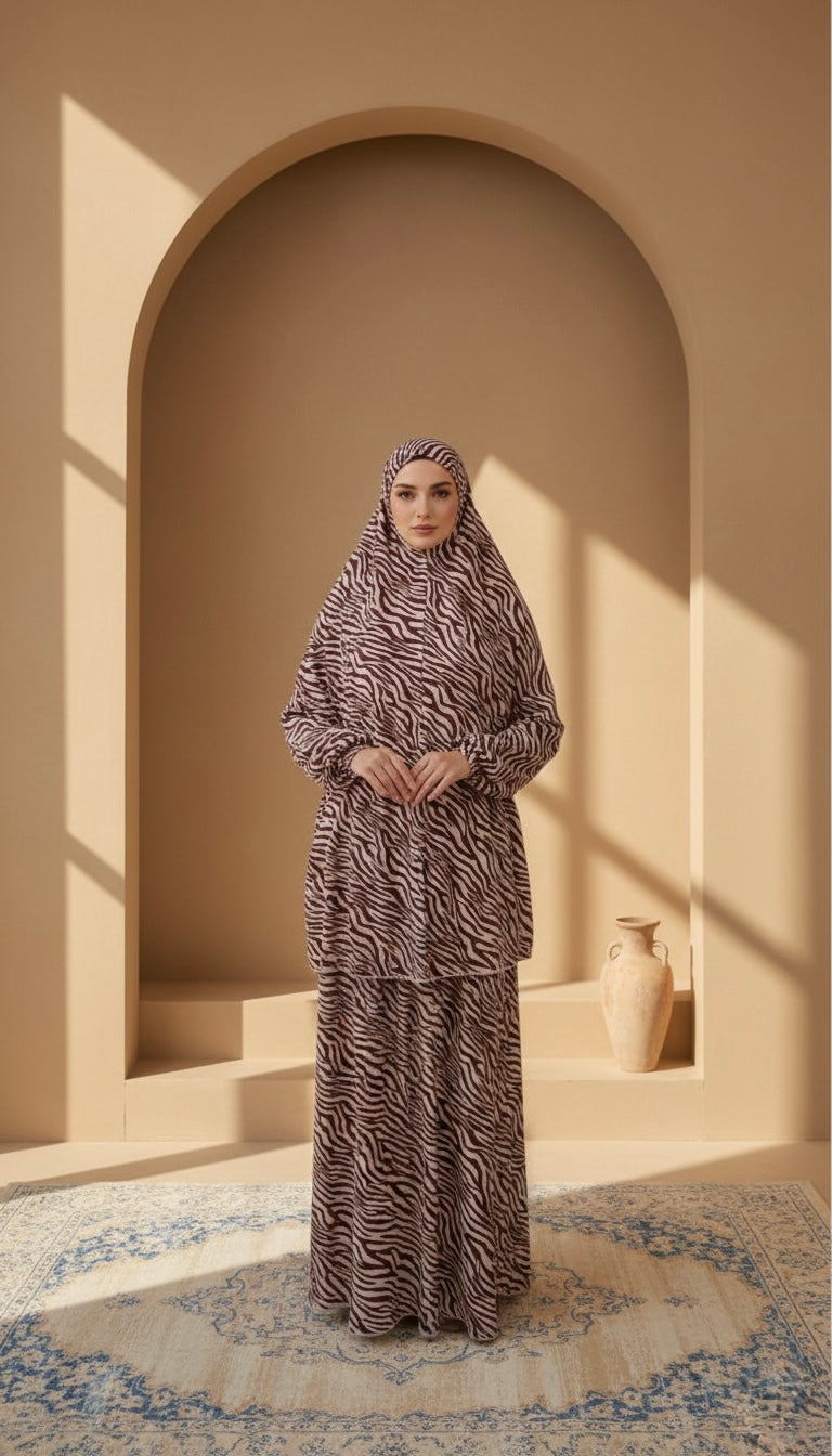Elegant Patterned Prayer Set - Al Karam Qadri 